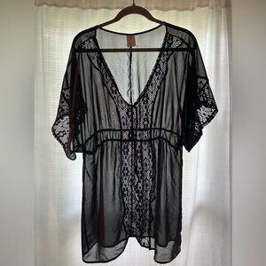 Xhilaration Black Sheer Lace Cover-Up – Size XL